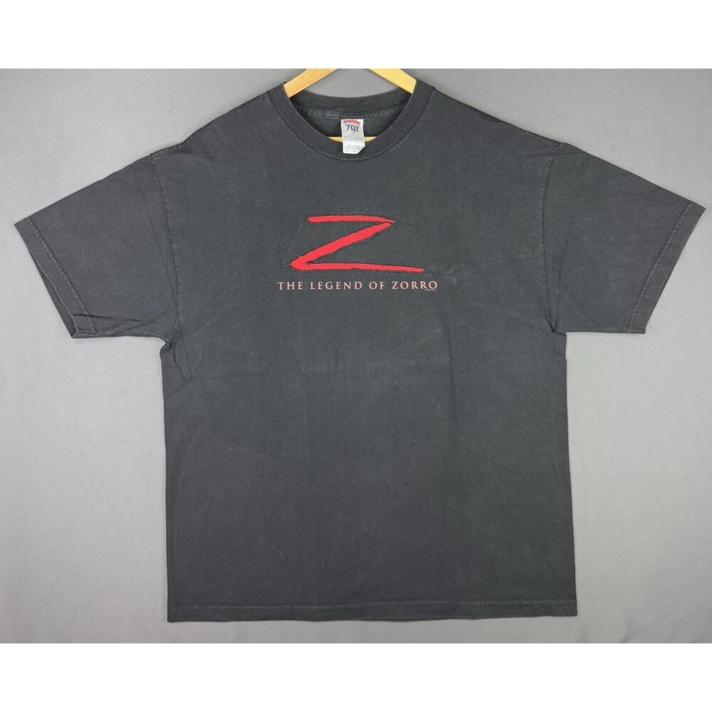 Vintage Y2K The Legend Of Zorro Movie Promo Rare XL Black Tee Shirt Logo Z Mask